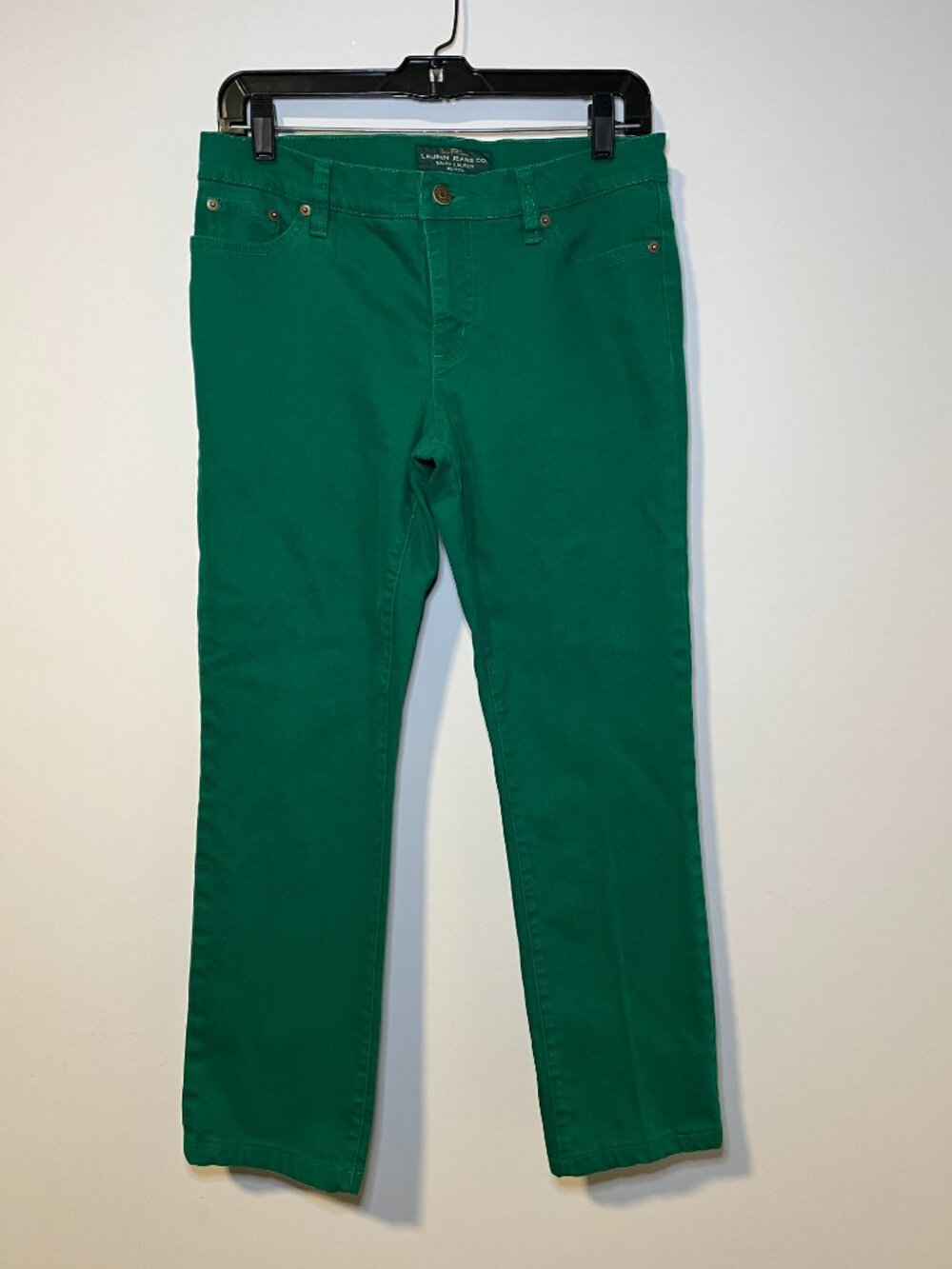LRL Ralph Lauren Jeans Womens Petite Size 6 Cotton Green Modern Straight Leg